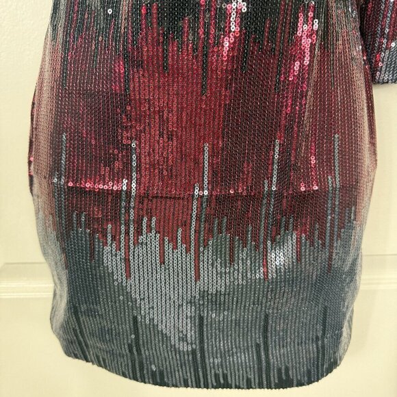 Frederick's of Hollywood One-Shoulder Sequin Dress Black Red XS New without tags - Picture 3 of 8